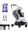 Travel Lite Stroller - SLD by Teknum - Silver + Sunveno 2in1 Diaper Bags - Pink + Hooks